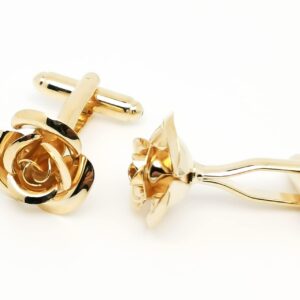 Jonwo Rose Gold Flower Shape French Shirt Jewelry Cufflinks Stainless Tuxedo Cuff Links Buttons With Gift Box for Business Wedding