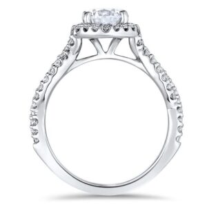 Engagement Ring 1.5 CT Twist Halo Moissanite Engagement Rings for Women 10k Size 4