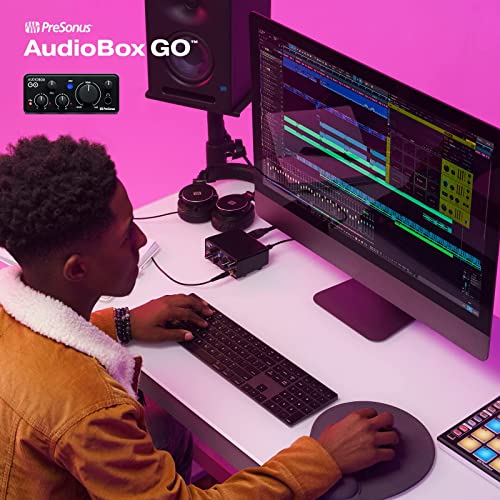 PreSonus AudioBox GO | USB-C Audio Interface for music production with Studio One DAW Recording Software, Music Tutorials, Sound Samples and Virtual Instruments