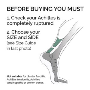 Achilles Tendon RUPTURE Night Splint, ONLY for COMPLETE Achilles tear - BEFORE PURCHASE: 1. Select SIZE & SIDE 2. Check with MEDICAL PROFESSIONAL (Small, Left)