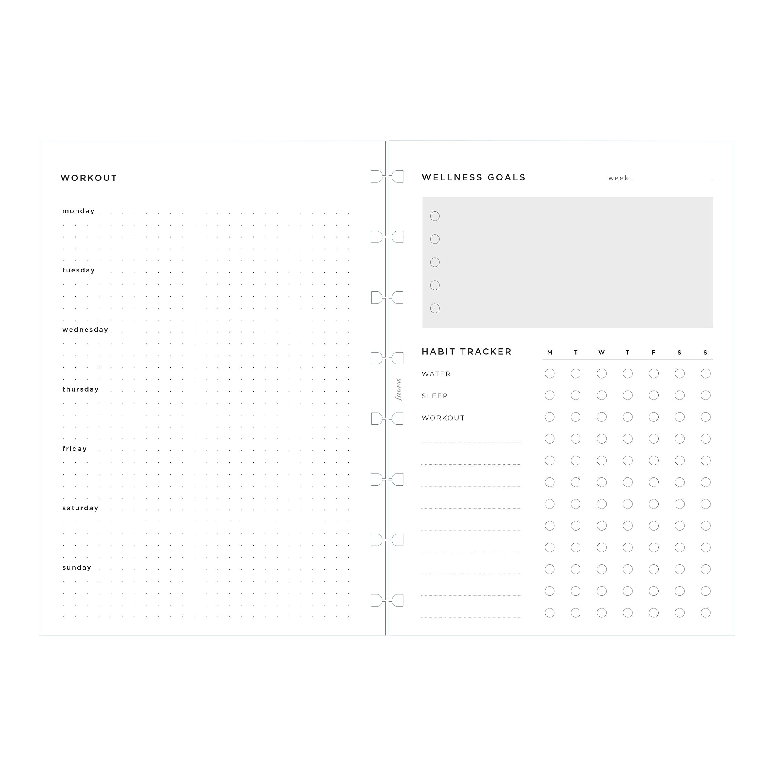 Filofax Refillable Notebook Refill, A5 Size, Wellness Trackers Pack, White Paper, 8.26" x 5.82", 56 Sheets (B152033)