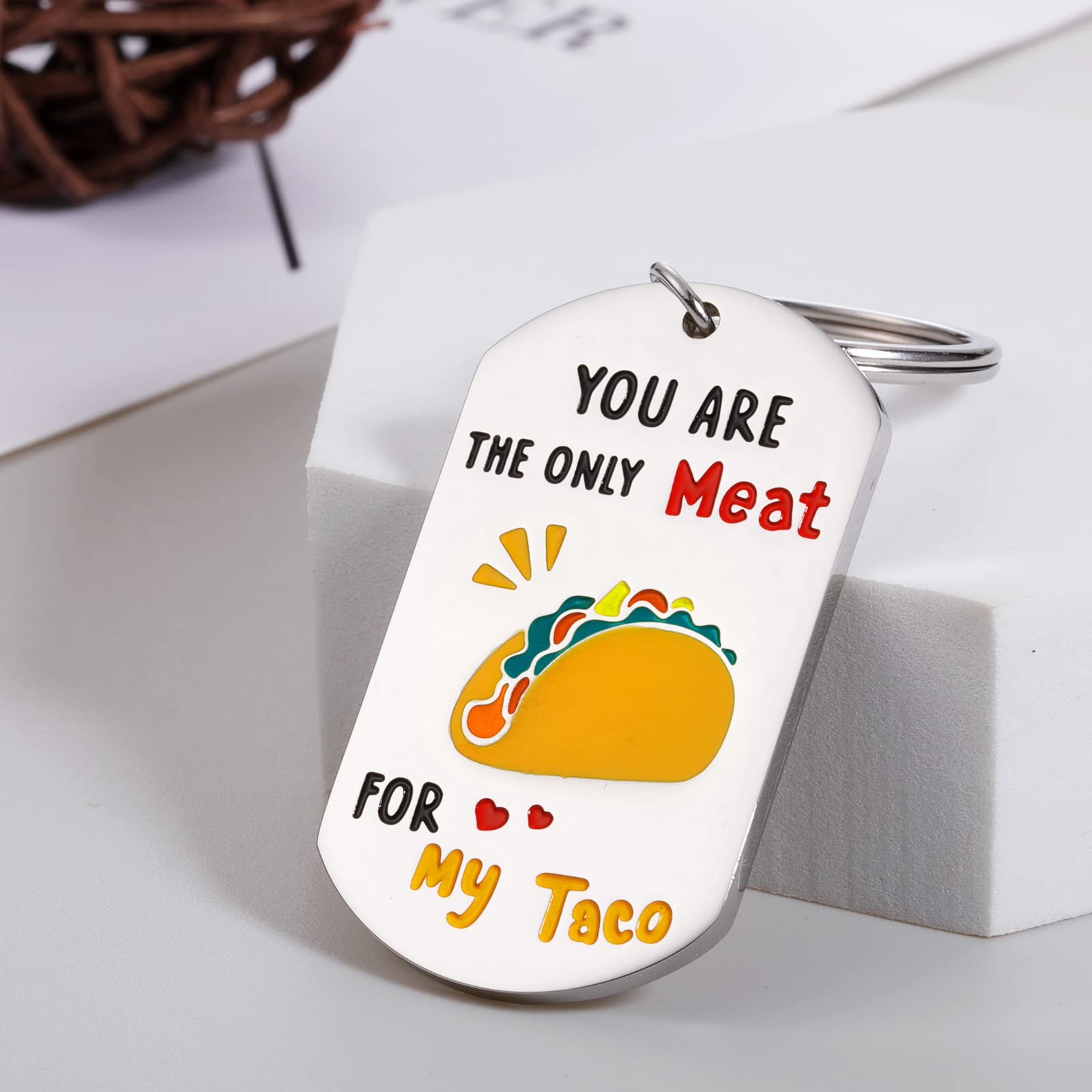 Perleddom Anniversary Day Gifts for Men Women I Love You Gifts for Him Birthday Keychain Gifts for Husband Boyfriend Engagement Gifts for Couples Groom Men from Wife Girlfriend Taco Gifts