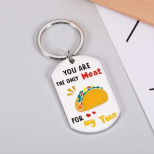 Perleddom Anniversary Day Gifts for Men Women I Love You Gifts for Him Birthday Keychain Gifts for Husband Boyfriend Engagement Gifts for Couples Groom Men from Wife Girlfriend Taco Gifts