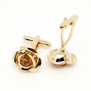 Jonwo Rose Gold Flower Shape French Shirt Jewelry Cufflinks Stainless Tuxedo Cuff Links Buttons With Gift Box for Business Wedding