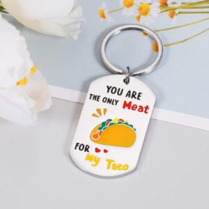 Perleddom Anniversary Day Gifts for Men Women I Love You Gifts for Him Birthday Keychain Gifts for Husband Boyfriend Engagement Gifts for Couples Groom Men from Wife Girlfriend Taco Gifts