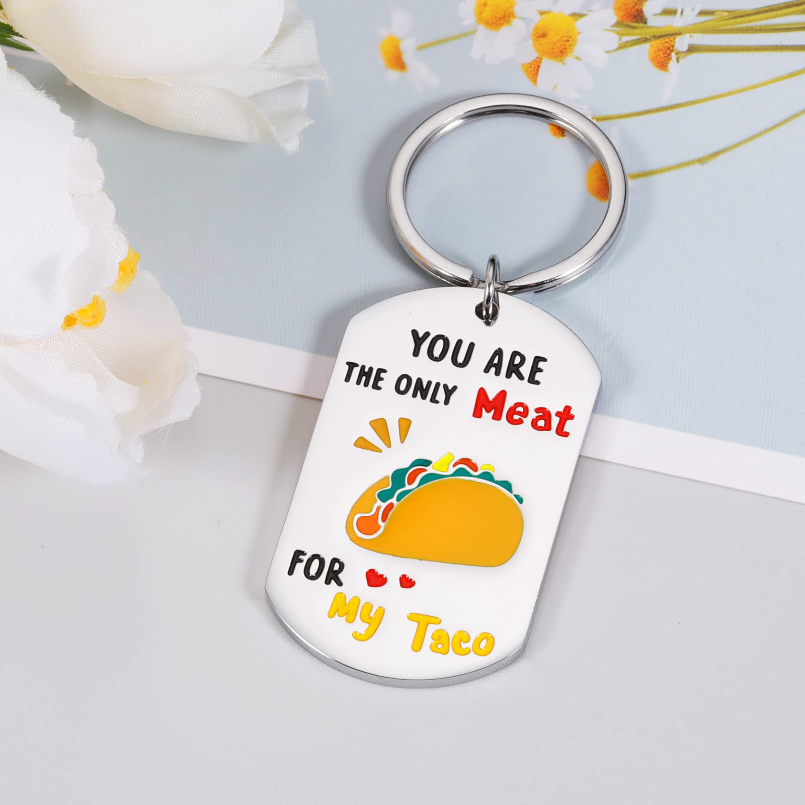 Perleddom Anniversary Day Gifts for Men Women I Love You Gifts for Him Birthday Keychain Gifts for Husband Boyfriend Engagement Gifts for Couples Groom Men from Wife Girlfriend Taco Gifts