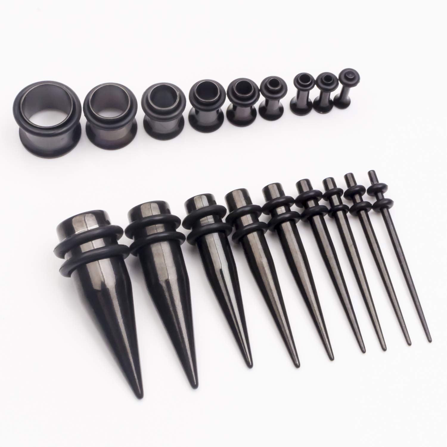 CABBE KALLO 14G-00G 36pcs Ear Gauges Stretching Kit Surgical Steel Tapers Tunnels Plugs Piercing Set Body Jewelry