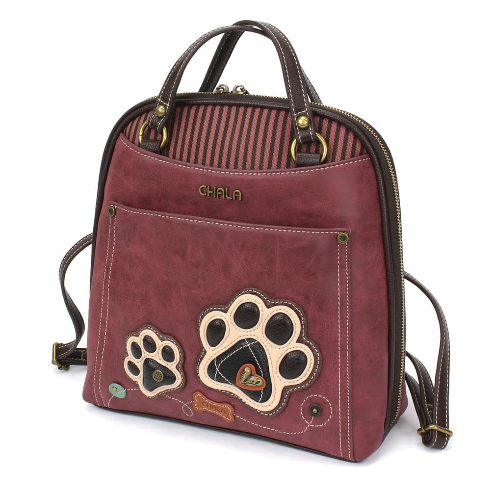 Chala Group Chala Handbags Paw Print Convertible Backpack Purse Dog Lover, 10.5'' x 10.5'' x 4''