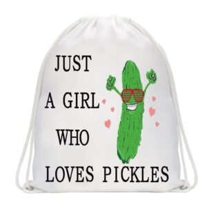 WZMPA Pickle Drawstring Backpack Pickle Food Party Gift Just Who Loves Pickles Drawstring Travel Bag Pickle Lover Gift (Who Loves Pickles)