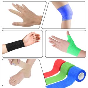 Twavang 6 Pack 2 Inches Self Adhesive Bandage Wrap Breathable Cohesive Bandage Elastic Tape for Pets, Athletic, Sports, Wrist, Knee, Ankle(5 Yards Per Roll, Mixed Colors)