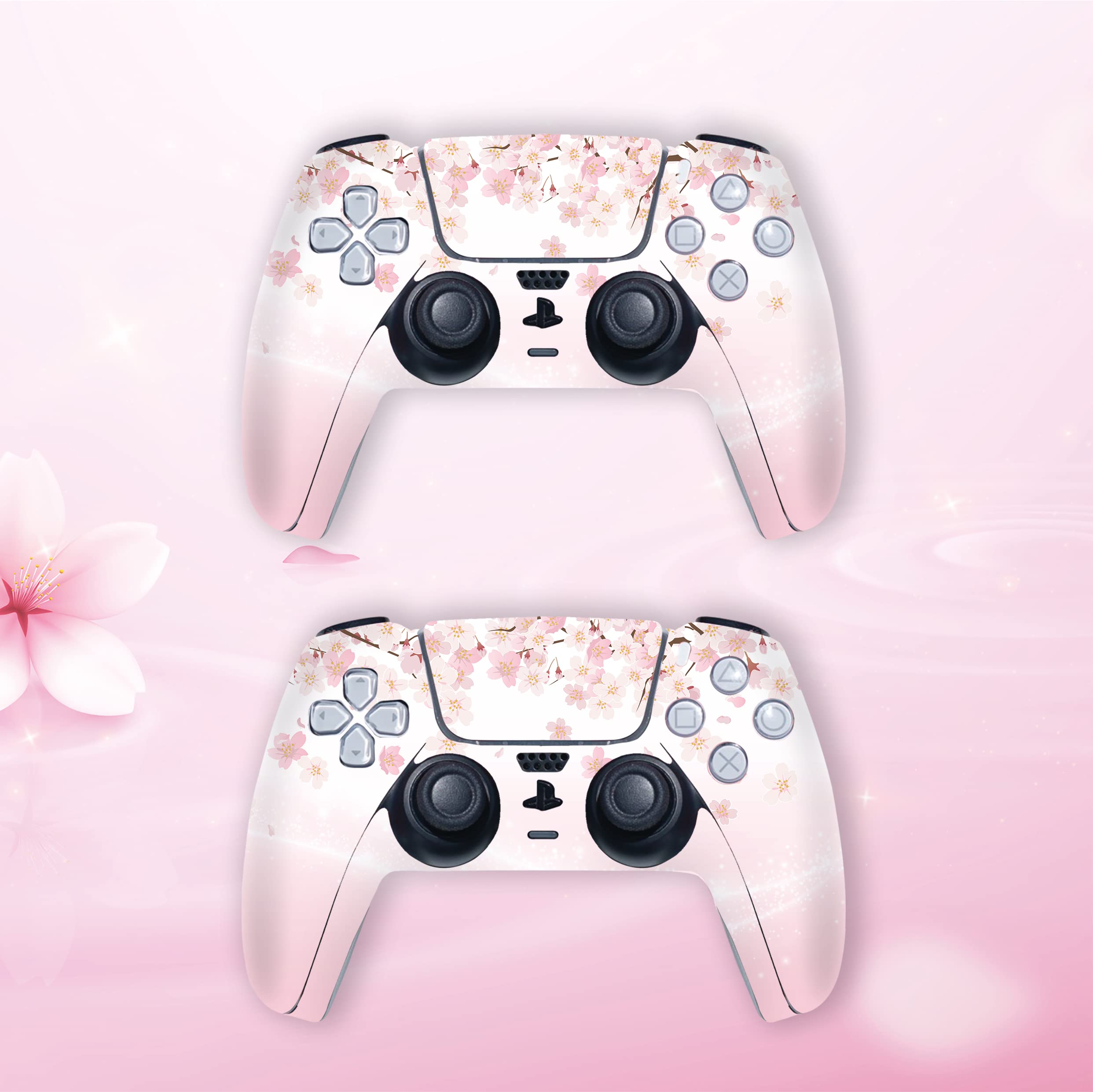 BelugaDesign Sakura Cat Skin PS5 | Anime Moon Heart Cherry Blossom Japanese | Cute Kawaii Vinyl Cover Wrap Sticker Console Controller | Compatible with Sony PlayStation 5 (PS5 Disc, Pink White)