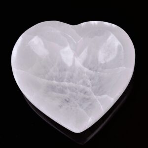 CNYANFEI 5.5” Heart Shaped Selenite Bowl Large White Selenite Crystal Bowl for Jewelry Storage Natural Crystal and Healing Stone Bowl Satin Spar Selenite Charging Bowl Decorative Bowl