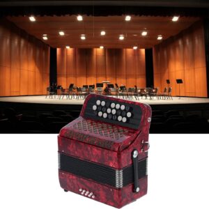 Accordian 22 Key 8 Bass Professional Button Reed Instrument Mini Accordion Instrument Musical Instrument for Beginner with Storage Bag(red)