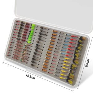 133 Pcs Fly Fishing Flies Fishing Ultra-Thin Portable Flies Kit Assortment with Box Trout Fishing Fly Lures