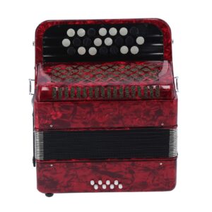 Accordian 22 Key 8 Bass Professional Button Reed Instrument Mini Accordion Instrument Musical Instrument for Beginner with Storage Bag(red)