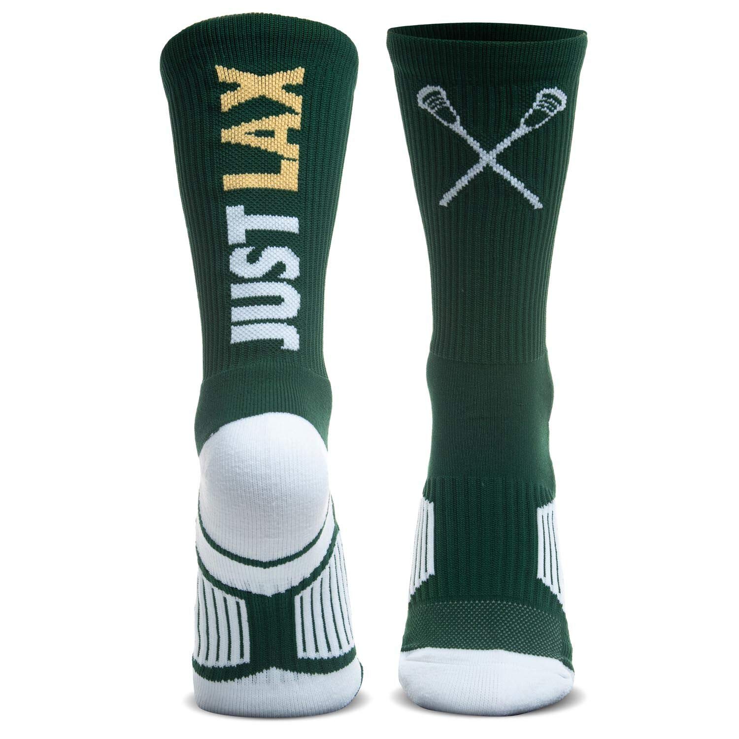 ChalkTalkSPORTS Lacrosse Athletic Mid-Calf Woven Socks | Just Lax Socks | Green | Size Small