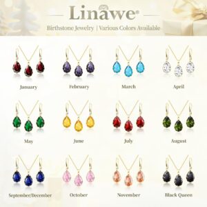 Linawe Emerald Crystal Jewelry Sets for Women, Gold Pendant Necklace Set, Green Diamond Drop Dangle Earrings Set, Boho Rhinestone Matching Jewelry for Wedding Bridal Bridesmaid