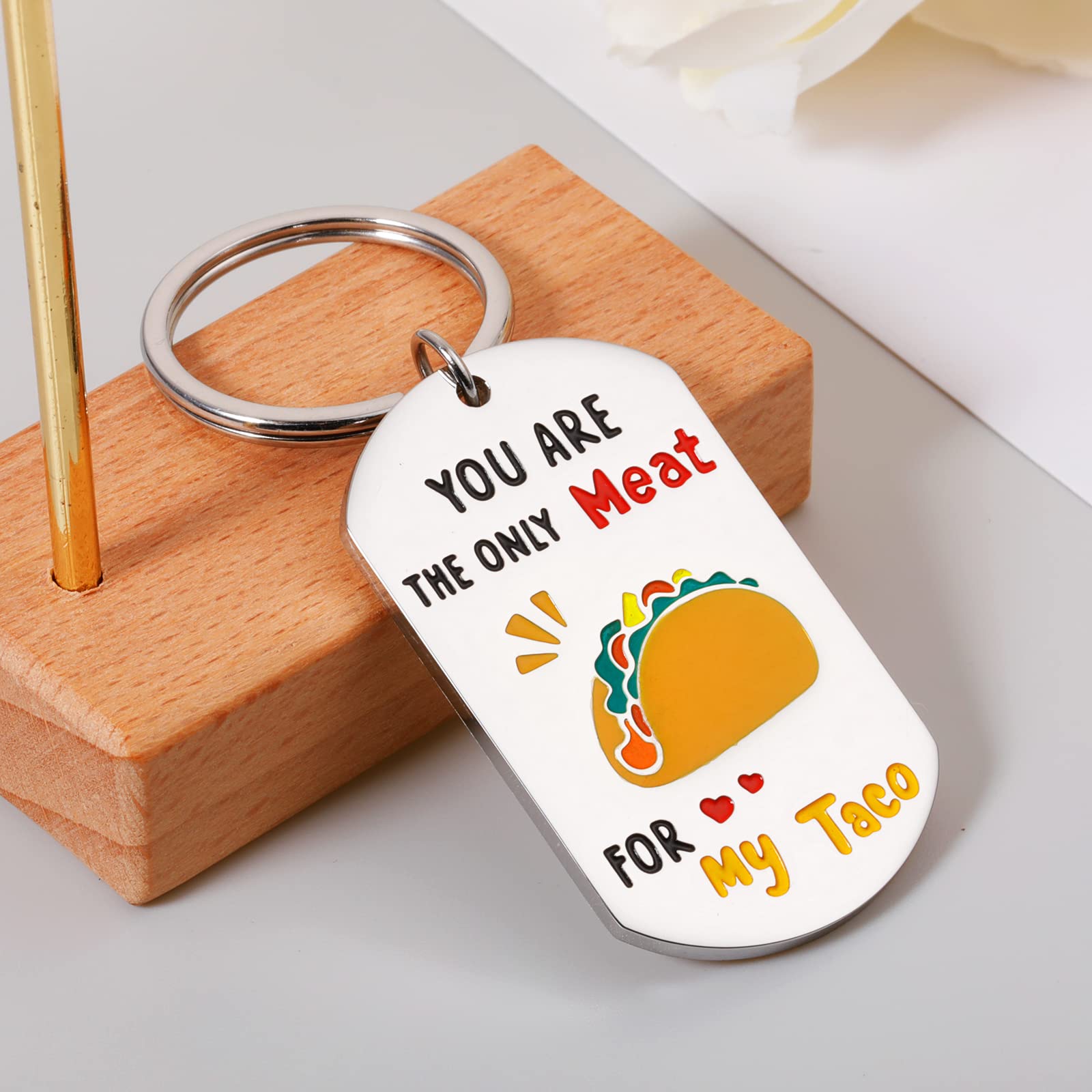 Perleddom Anniversary Day Gifts for Men Women I Love You Gifts for Him Birthday Keychain Gifts for Husband Boyfriend Engagement Gifts for Couples Groom Men from Wife Girlfriend Taco Gifts