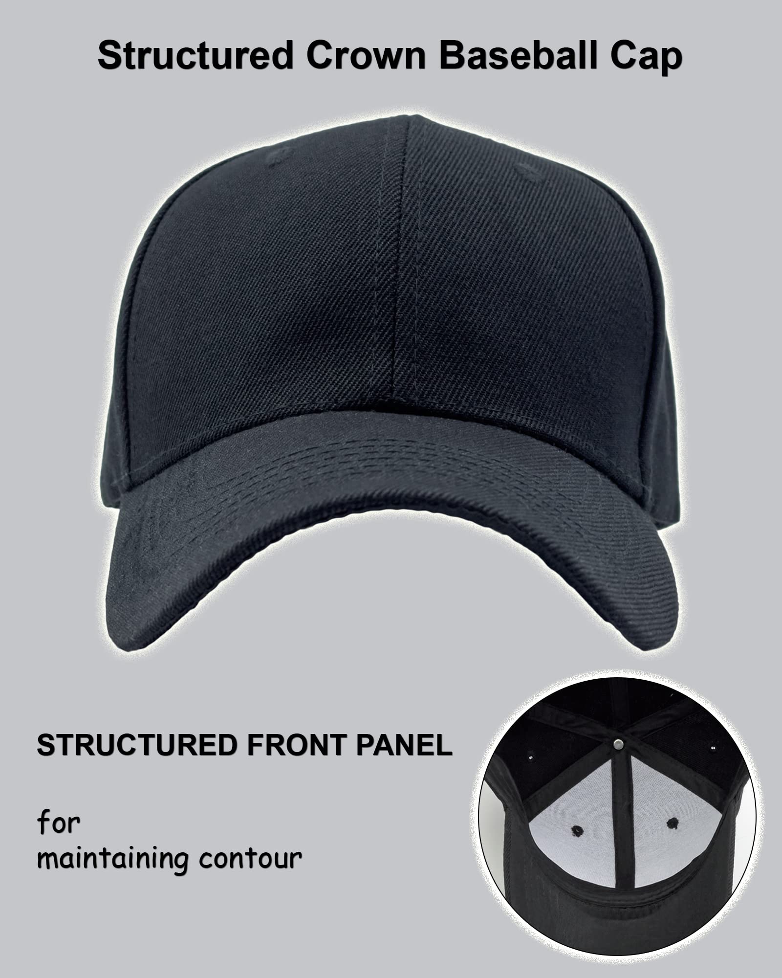 Utmost Structured Baseball Cap with Adjustable Closure - Performance Hat for Outdoor Activities and Custom Embroidery (1pc Black)