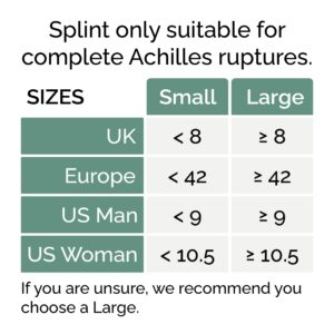 Achilles Tendon RUPTURE Night Splint, ONLY for COMPLETE Achilles tear - BEFORE PURCHASE: 1. Select SIZE & SIDE 2. Check with MEDICAL PROFESSIONAL (Small, Left)