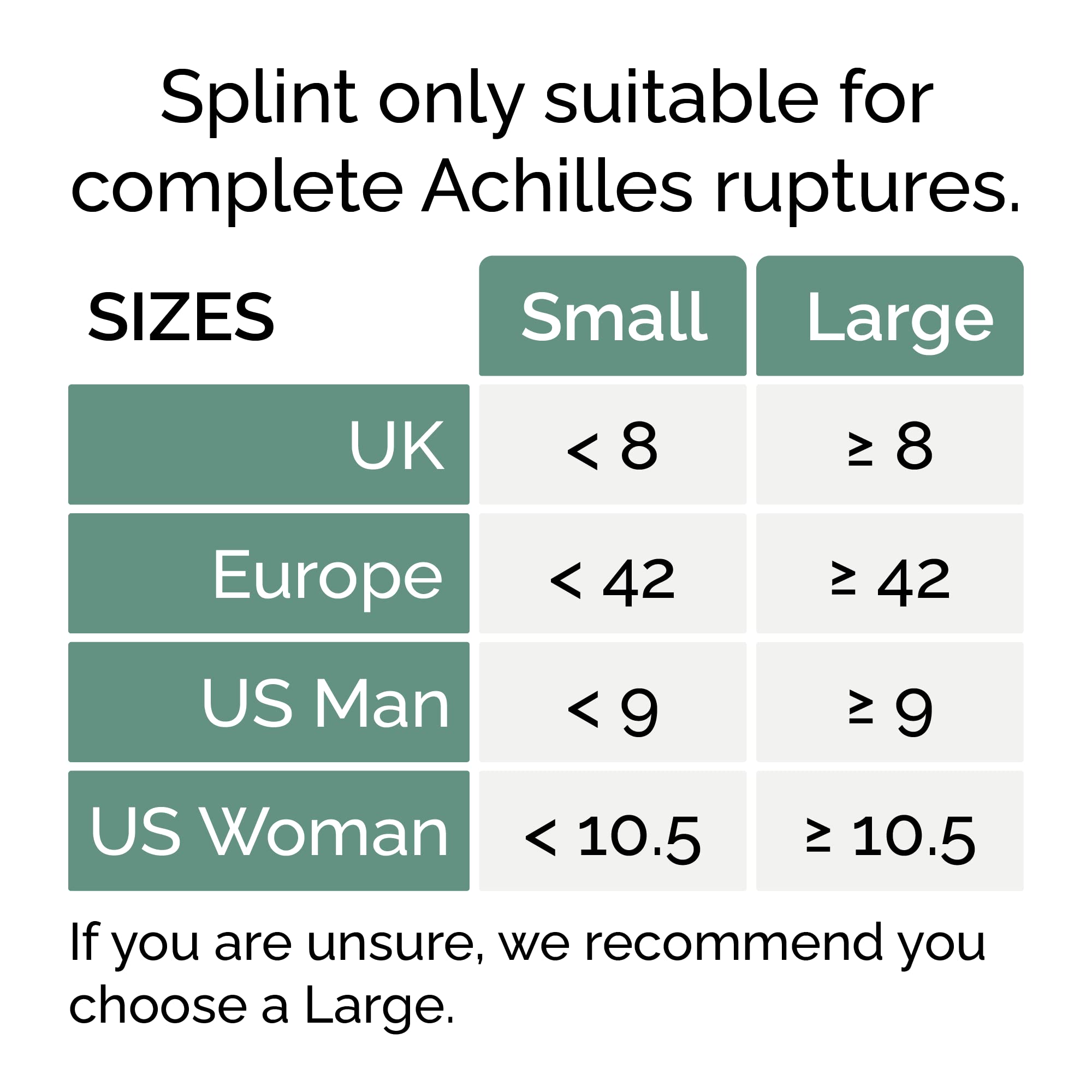 Achilles Tendon RUPTURE Night Splint, ONLY for COMPLETE Achilles tear - BEFORE PURCHASE: 1. Select SIZE & SIDE 2. Check with MEDICAL PROFESSIONAL (Small, Left)