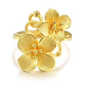 CHOW SANG SANG 999.9 24K Gold Price-by-Weight 7.86g Gold Layering Hydrangeas Ring(Size 17) for Women 86594R