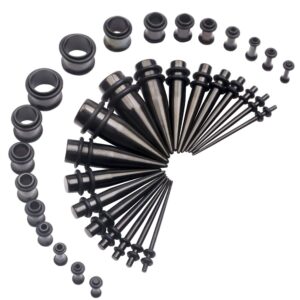 CABBE KALLO 14G-00G 36pcs Ear Gauges Stretching Kit Surgical Steel Tapers Tunnels Plugs Piercing Set Body Jewelry