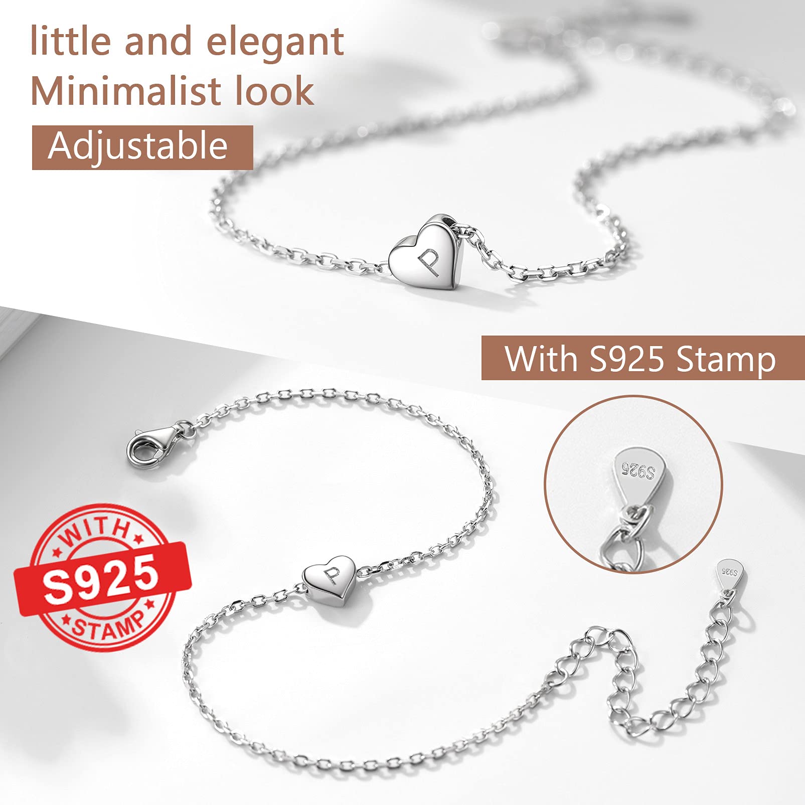 PROSILVER Initial a Heart Silver Charm Bracelet For Women Fashion Braclets Bangle Bracelt Braslet