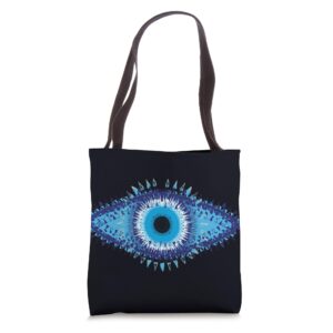 evil eye greek turkish evil spirit protection mati boncuk tote bag