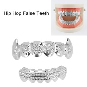 Hip Hop Teeth Decoration, Wear for Any Occasion Hip Hop Teeth Brace Copper for Birthday Present for Concert for Hip Hop Fashion Show for Halloween Party(Silver)