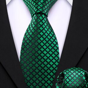 Barry.Wang Necktie Boy Silk Plaid Tie Set Father and Son Check Tie Set Hanky Engagement