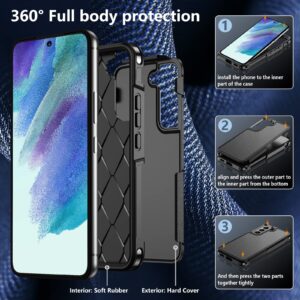 Justcool for Samsung Galaxy S22 Case, Dual Layer Heavy-Duty Rugged Shockproof Anti-Drop Protective Case for Samsung Galaxy S22 5G 6.1 Inch (Black)