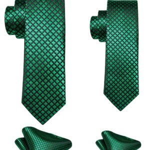 Barry.Wang Necktie Boy Silk Plaid Tie Set Father and Son Check Tie Set Hanky Engagement