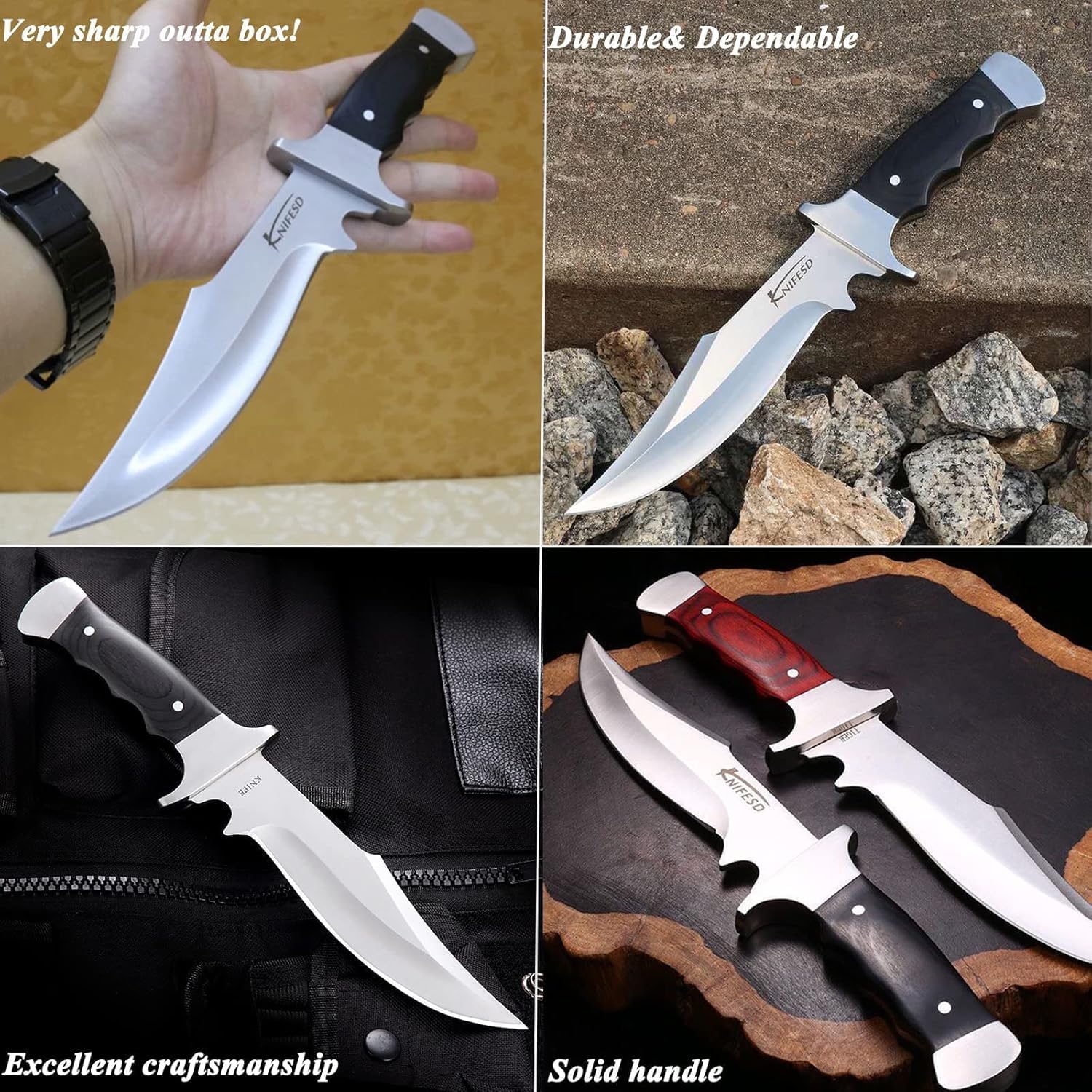 UMF Fixed Blade Knives Survival Knives for Hunting, Hunting Knives with Sheath Full Tang Knives, Fixed Blade Knives for Men Machete Sheath Camping Deer Dressing Skinner