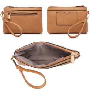 MKP Women Fashion Satchel Handbags and Purses Ladies Top Handle Tote Work Shoulder Bags with Matching Wristlet Wallet (Tan)