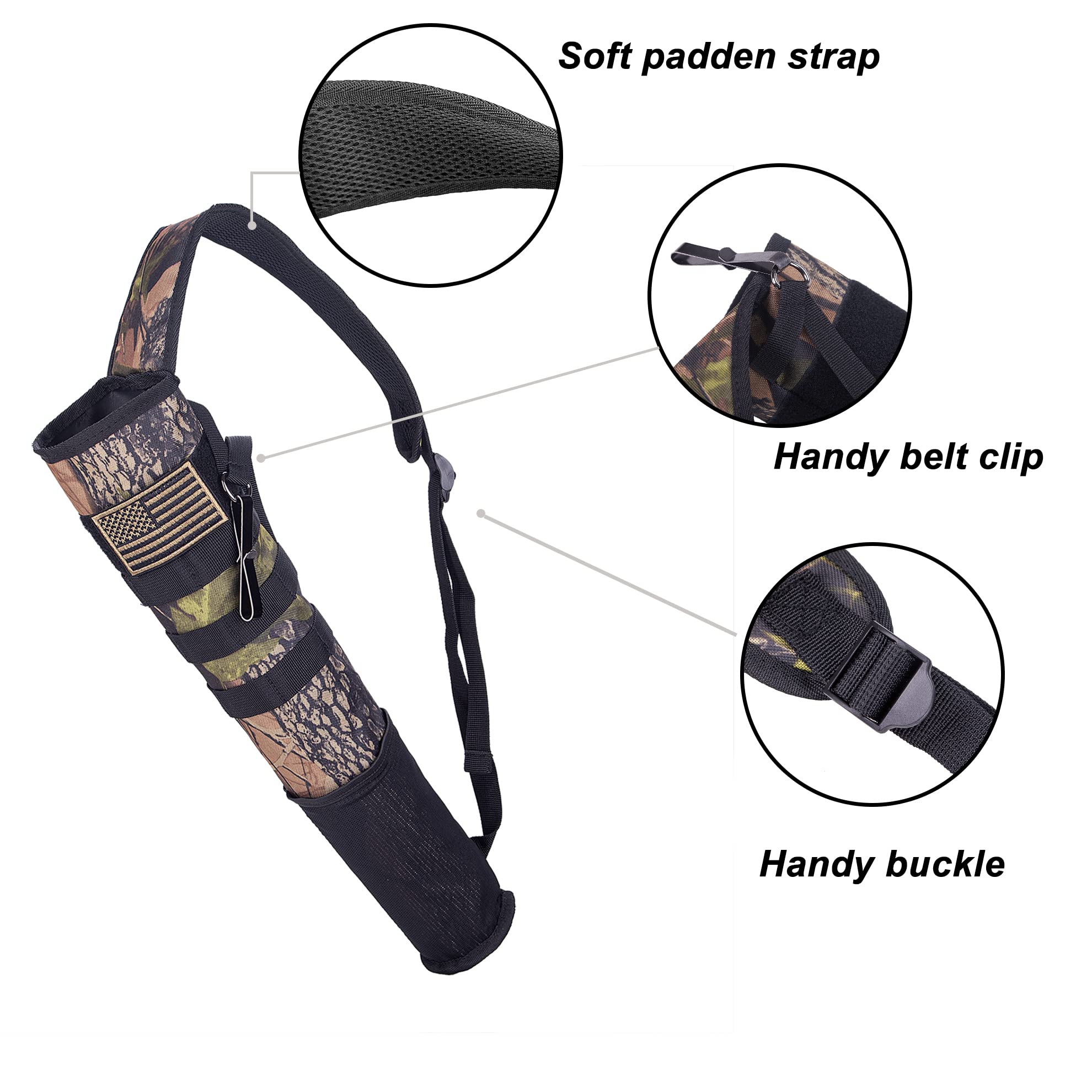 RZAHUAHU Archery Arrow Quiver for Arrows Holder Adjustable Hip and Back Bow Hunting and Target Practicing Accessories with Molle Tactical System for Kids and Adults Shooting Storage Arrow Bags