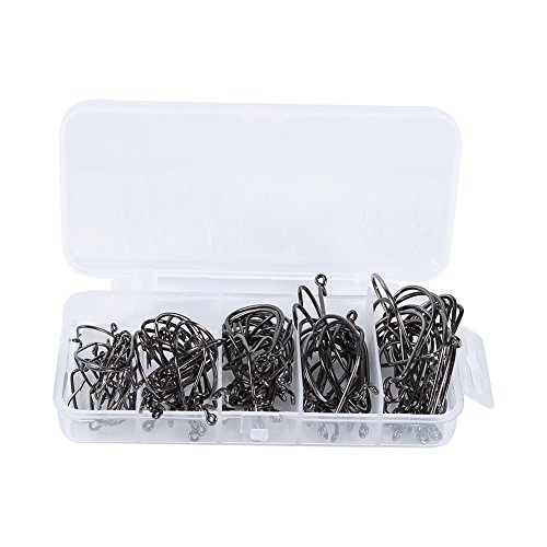 EVTSCAN 100PCS/Box Fishing Crank Hook High Carbon Steel Offset Lure Jig Worm Fishing Accessories Tools