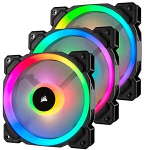 Corsair LL Series LL120 Black RGB 120mm Dual Light Loop RGB LED PWM Fan 3 Fan Pack with Lighting Node Pro (CO-9050072-WW) (Renewed)