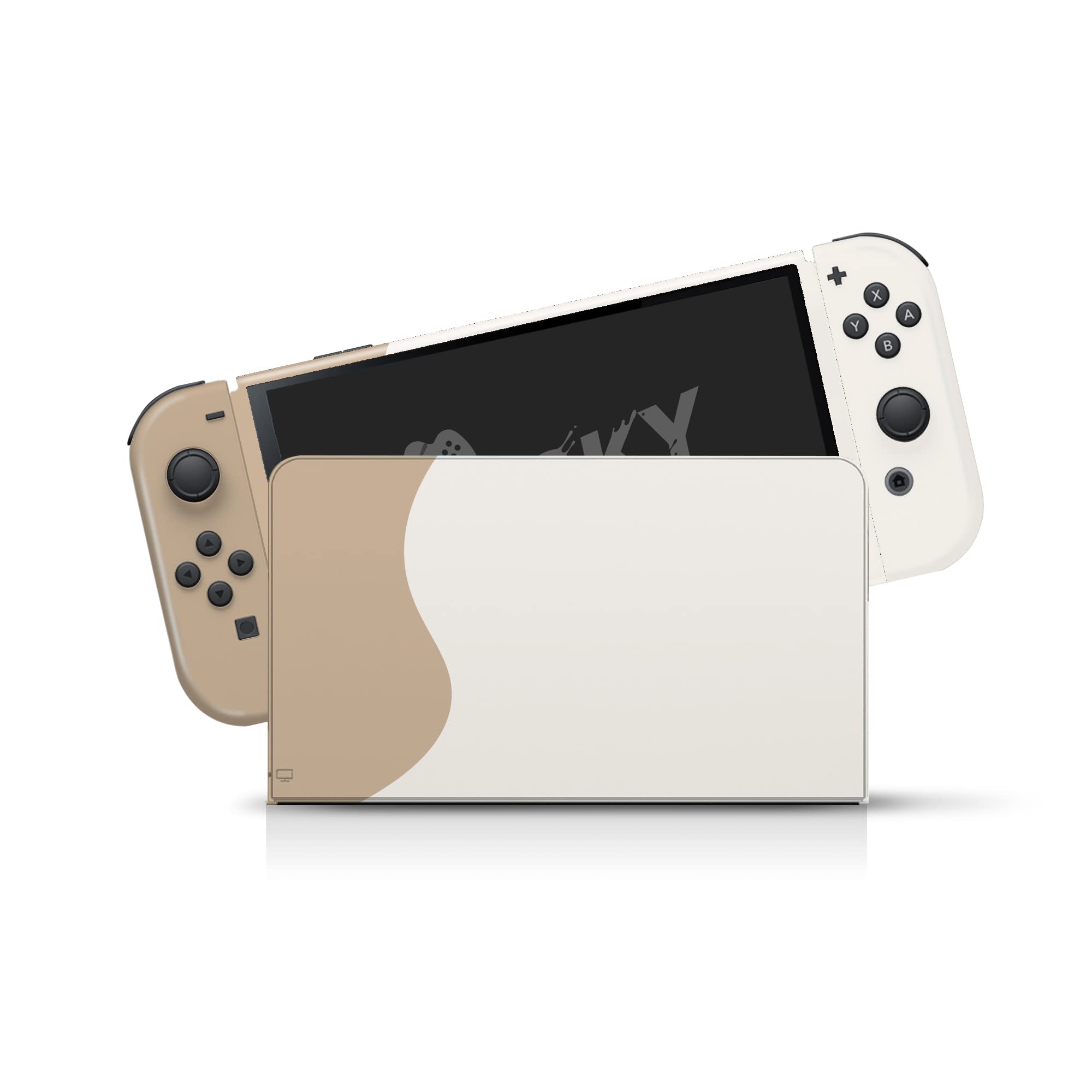 Tacky Design Beige Colorwave Skin Compatible with Nintendo Switch OLED Skin - Vinyl 3M Color Blocking Stickers Set - Compatible with Nintendo Switch OLED Skin Joy Con, Console, Dock - Decal Full Wrap