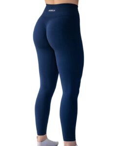 seamless scrunch legging women yoga pants 7/8 tummy control workout running for workout fitness sport active ankle legging-25'' (l, tuxedo blue)