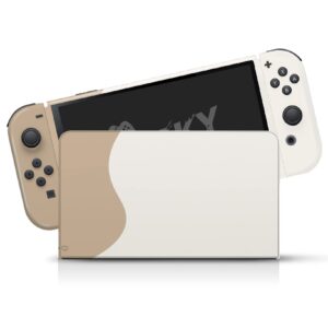 Tacky Design Beige Colorwave Skin Compatible with Nintendo Switch OLED Skin - Vinyl 3M Color Blocking Stickers Set - Compatible with Nintendo Switch OLED Skin Joy Con, Console, Dock - Decal Full Wrap