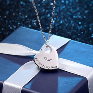 Jinlou Loved Ones Urn Pendant Necklace 925 Sterling Silver Keepsake Memorial Heart Cremation Jewelry for Women(Dad)