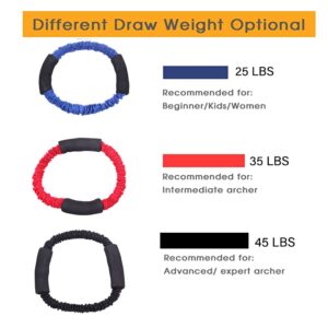 SOPOGER Archery Bow Band Trainer Bow Draw Resistance Stretch Band Trainer Exerciser Strength Training Aid Device Arm Fitness Machine Tool for Archery Bow Hunting Shooting, 25-45 Lbs (Red-35lbs)