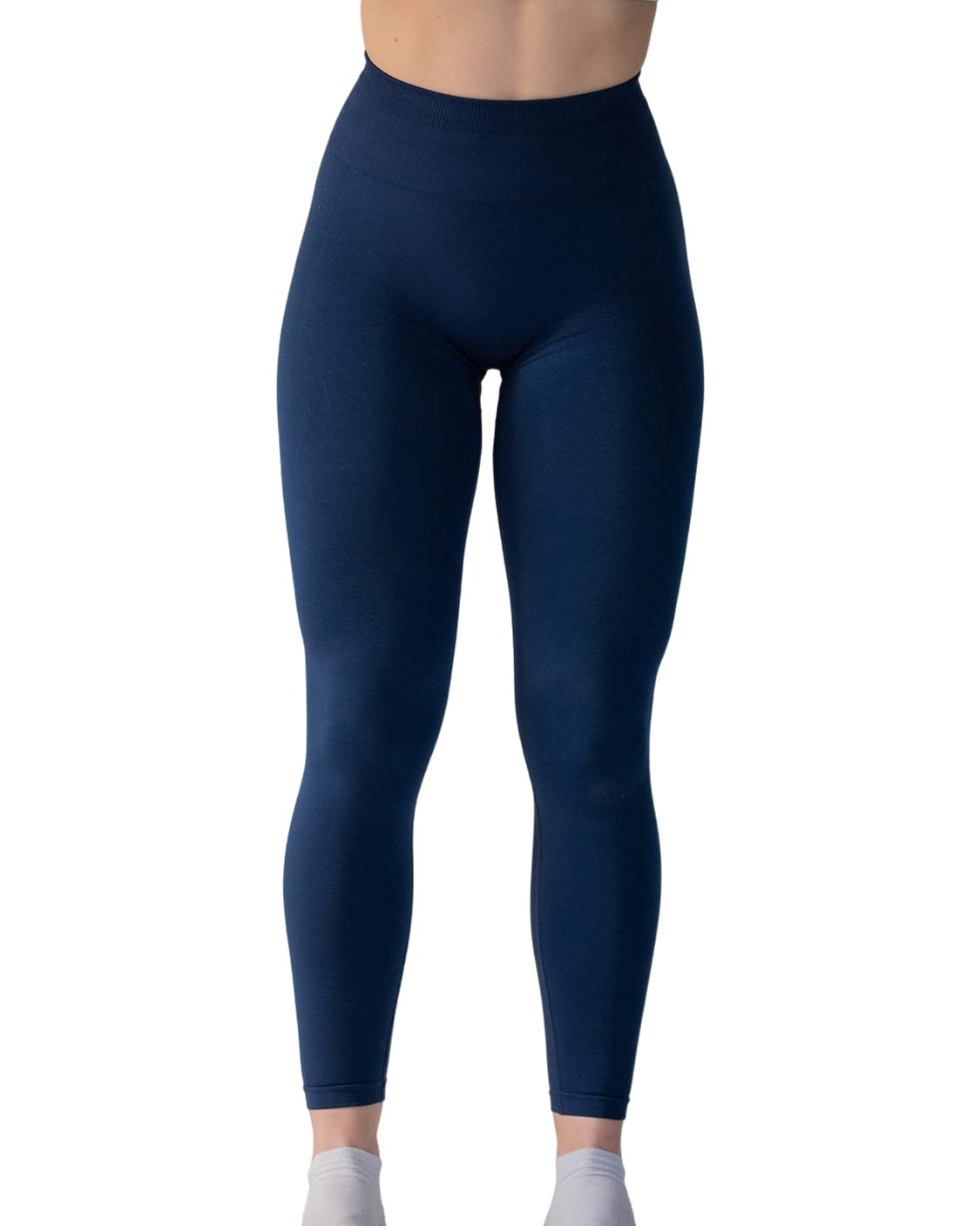 Seamless Scrunch Legging Women Yoga Pants 7/8 Tummy Control Workout Running for Workout Fitness Sport Active Ankle Legging-25'' (L, Tuxedo Blue)