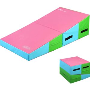 cheese mat incline wedge mat 47''x24''x14''/59"x30"x14" gymnastics ramp cheese slope mat skill shape tumbling mat gym fitness by m hi-mat (red-green-55''x28''x14'')