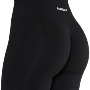 AUROLA Intensify Workout Shorts for Women Seamless Scrunch Short Gym Yoga Running Sport Active Exercise Fitness Shorts(S,Black)