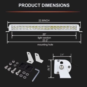 Waterproof Led Boat Light Bar, BIGLIONX 22 inch Spot&Flood Combo White 200W 22000LM Deck Dock Yacht Marine Headlights Spotlights Waterproof IP68 12V 24V