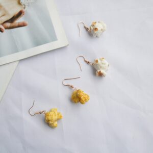 YUNXI 3 Pairs Handmade Resin Simulation Food Dangle Earrings Creative Cute Ice-Cream Cake Statement Drop Earrings Set Novelty Kawaii Funny Popcorn Biscuits Earrings for Women Jewelry (3 Pairs)