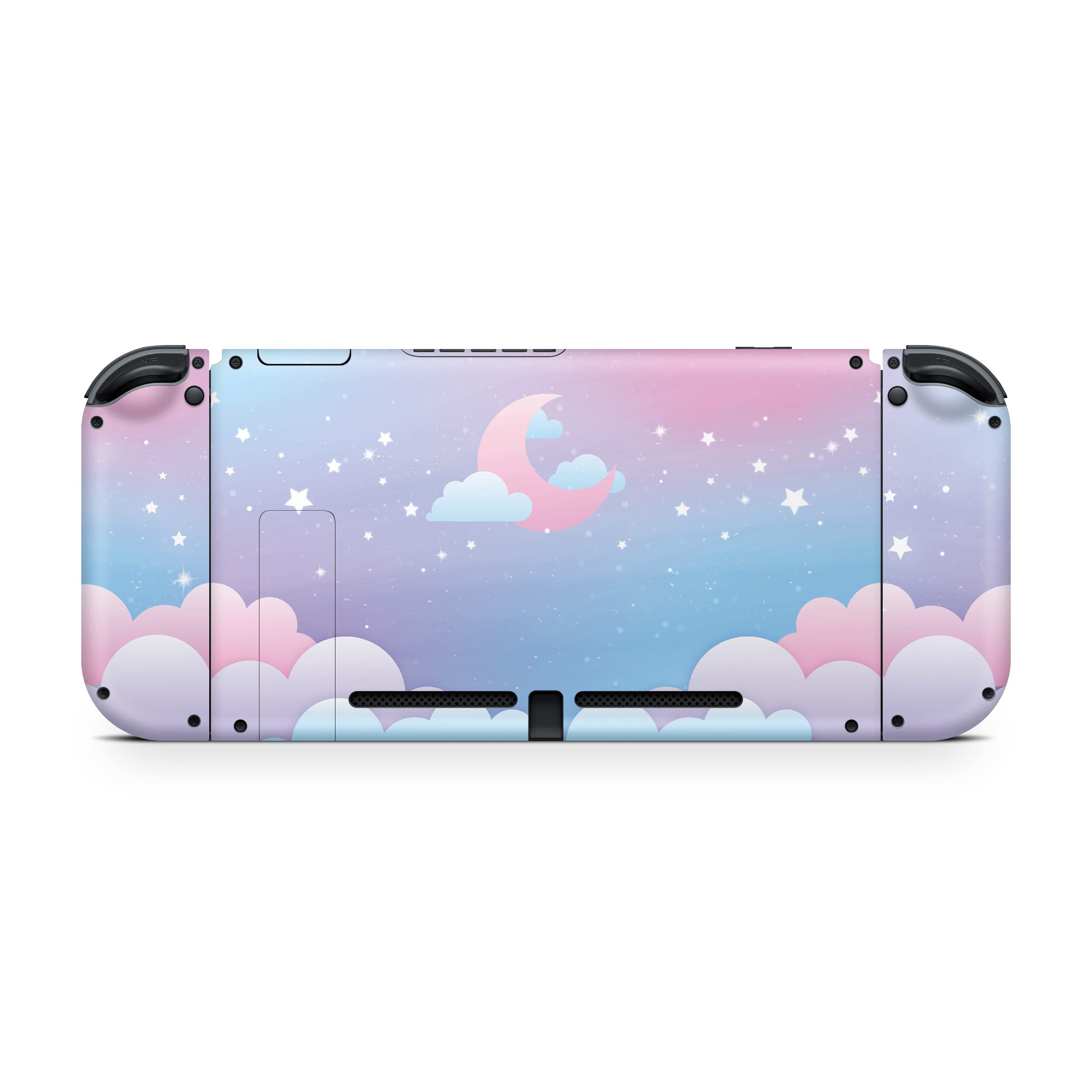 TACKY DESIGN Clouds Skin Compatible with Nintendo Switch Skins Decal, Stickers Blue Pastel Starry Sky Vinyl 3M Moon Full wrap Cover (Blue Pink Gradient)