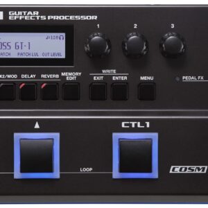 BOSS GT-1 Guitar Effects Processor Bundle with AC Adapter, Instrument Cable, Patch Cable, and Picks